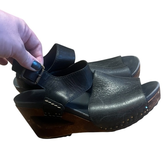 Black Wedge Sandals - Picture 2 of 11